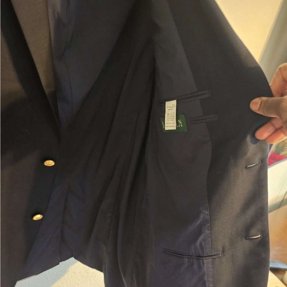 Lauren Ralph Lauren Sports Coat Men 44L Navy Blue Wool Gold Button Career - Picture 9 of 15